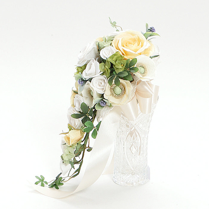 【越前和紙】和紙の花キャスケードブーケ「ホワイトローズ」