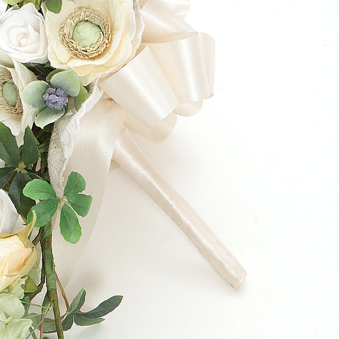 【越前和紙】和紙の花キャスケードブーケ「ホワイトローズ」