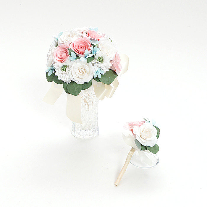 和紙の花ウエディング-ラウンドブーケ「幸福な愛」