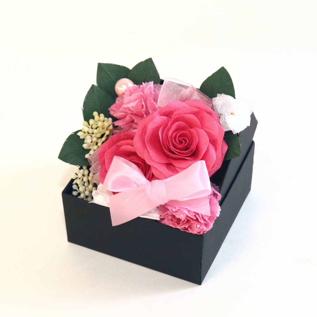 ＜和紙の花＞フラワーボックス：ピンク