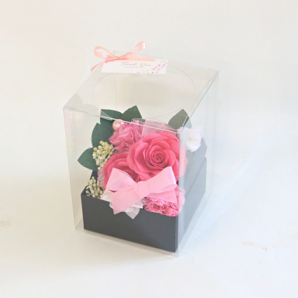 ＜和紙の花＞フラワーボックス：ピンク