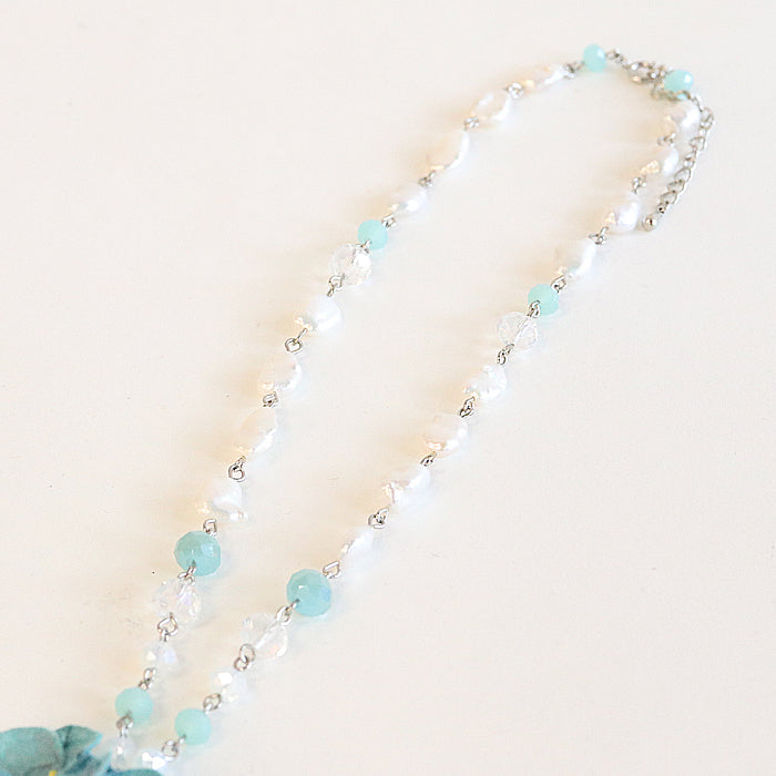 【期間限定SALE】和紙のお花と淡水パールのネックレス