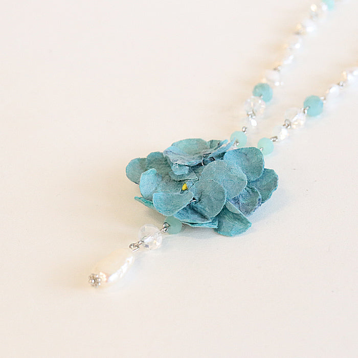 【期間限定SALE】和紙のお花と淡水パールのネックレス
