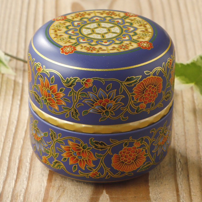 茶缶豆入り番茶（ほうじ仕上げ） オリエント青